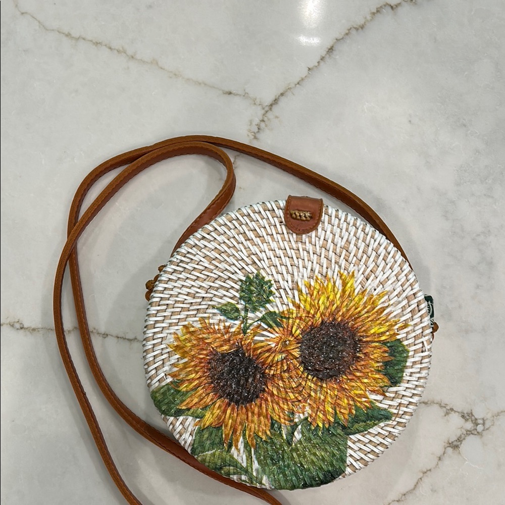 Sunflower Rattan Crossbody Bag